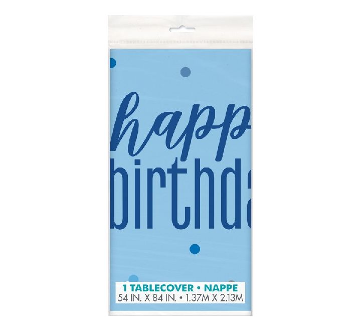 Glitz Blue Happy Birthday Tablecloth