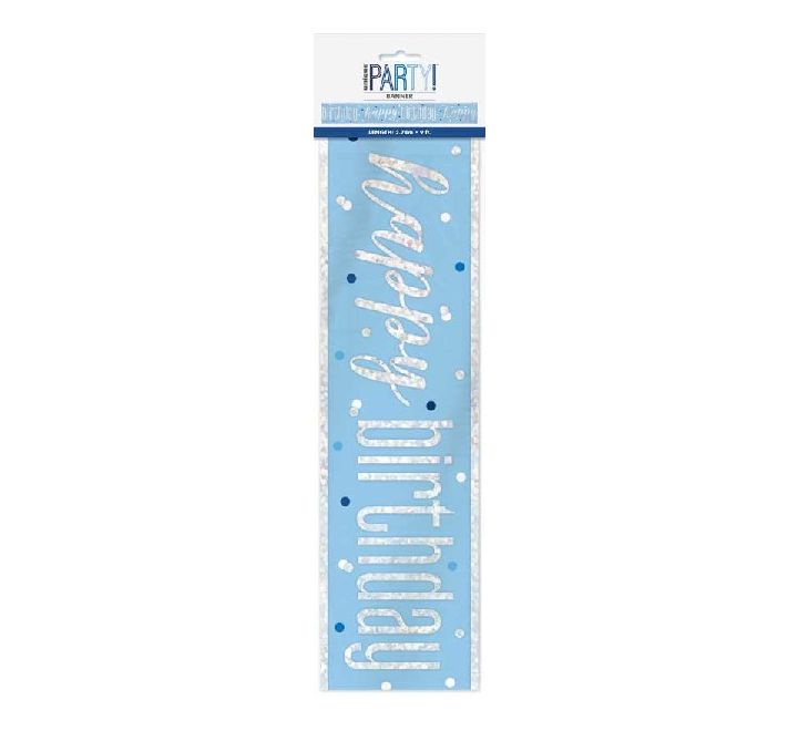 Glitz Blue Happy Birthday Banner