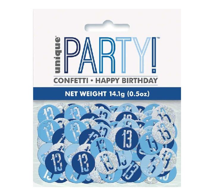 Glitz Blue 13th Birthday Confetti