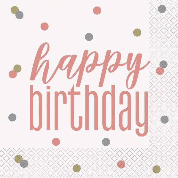 Glitz Rose Gold Happy Birthday Napkins
