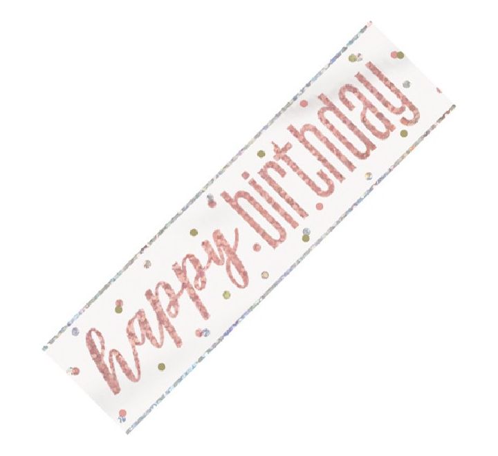 Glitz Rose Gold Happy Birthday Banner