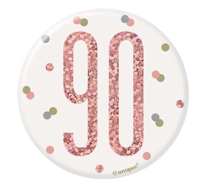 3IN ROSE GOLD GLITZ 90 BADGE