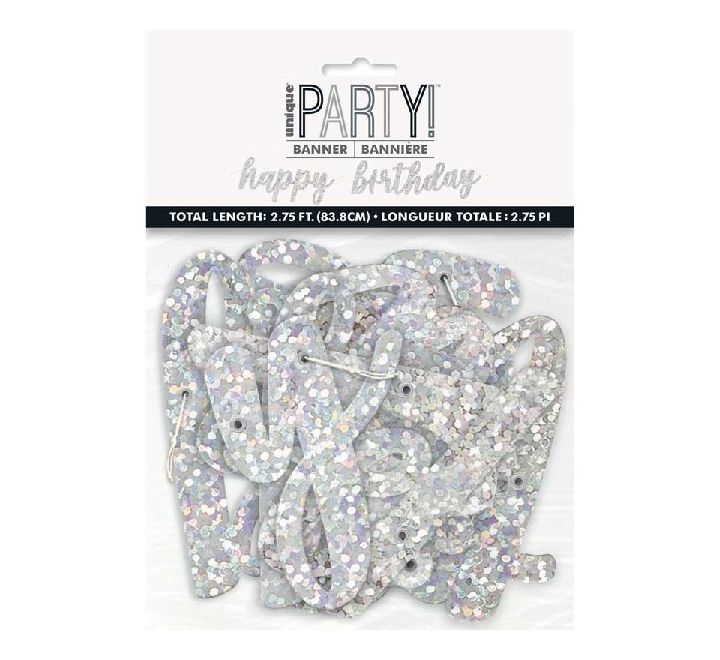 Glitz Silver Happy Birthday Joined Banner