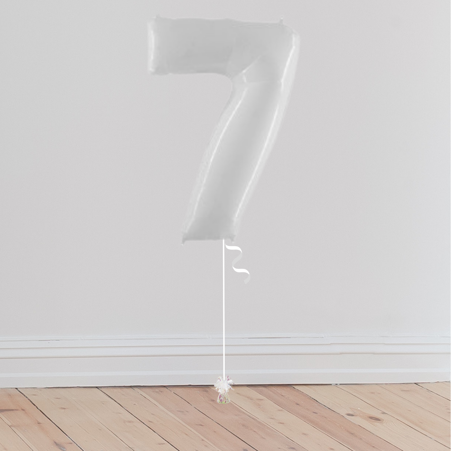 <b> ONLINE EXCLUSIVE </b> <br>Giant White Number Balloon <br>(Inflated with Helium & Weight Included)
