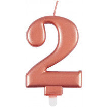 METALLIC ROSE GOLD NUMBER 2 BIRTHDAY CANDLE