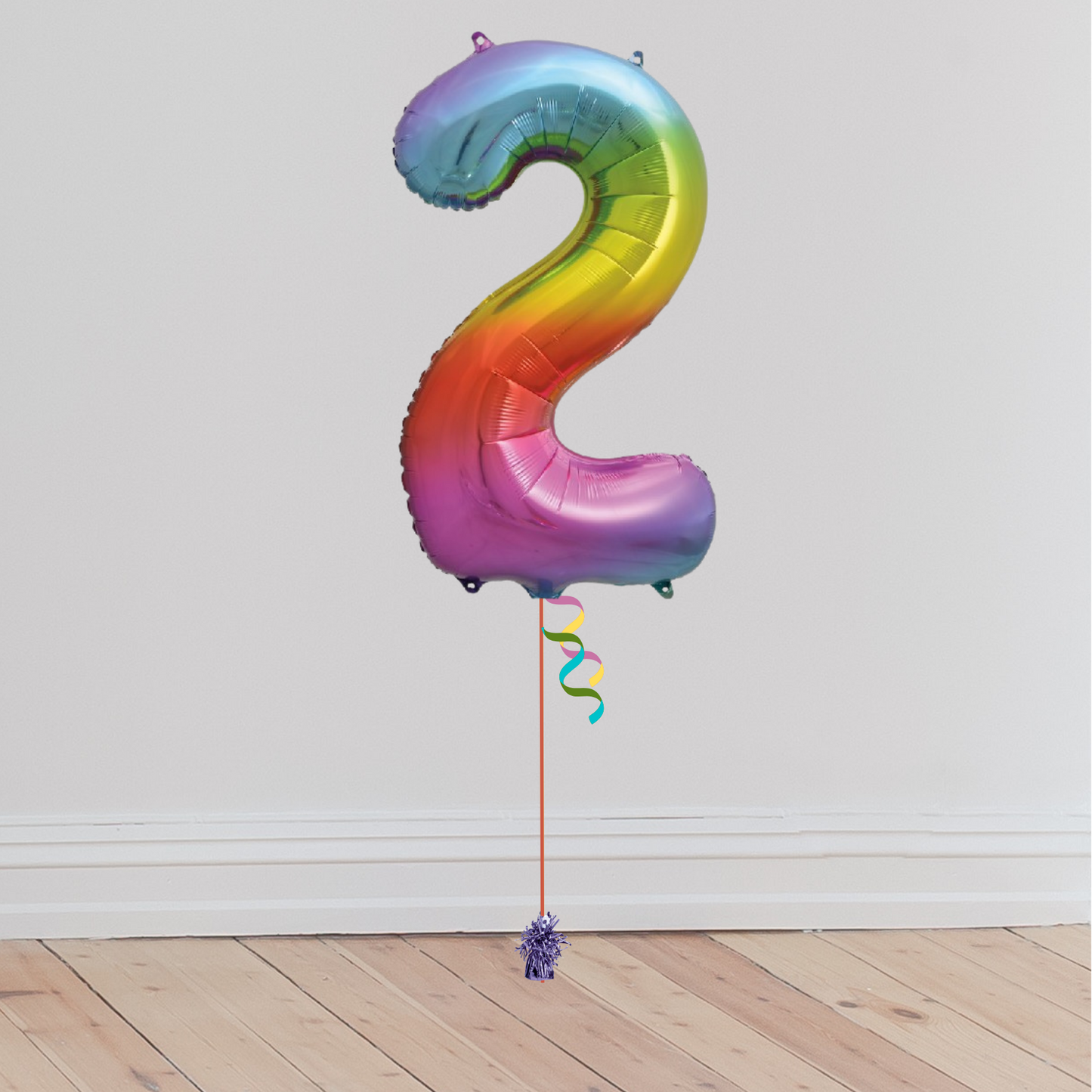 Giant Rainbow Number Balloon <br>(Inflated with Helium & Weight Included)