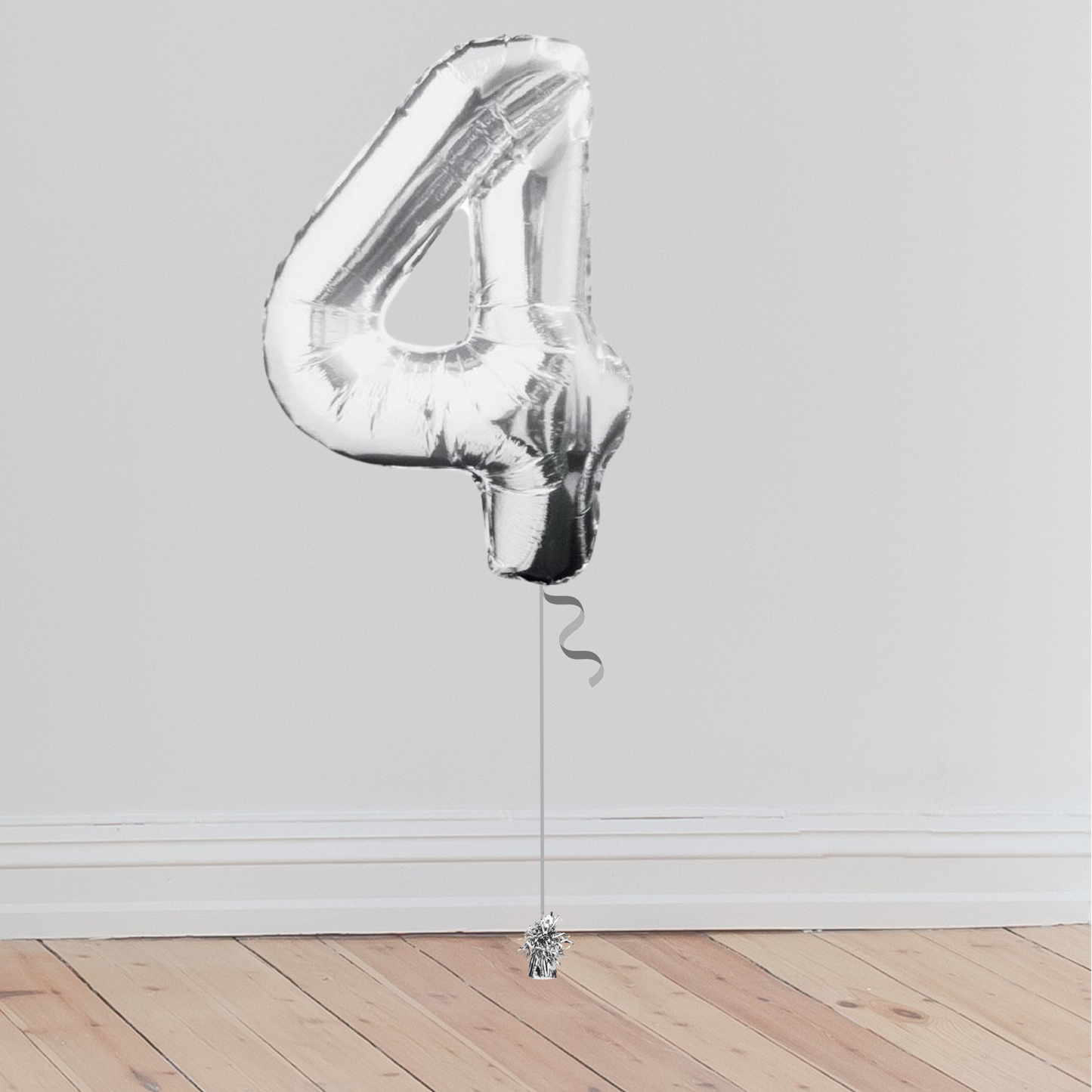 Giant Silver Number Balloon <br>(Inflated with Helium & Weight Included)