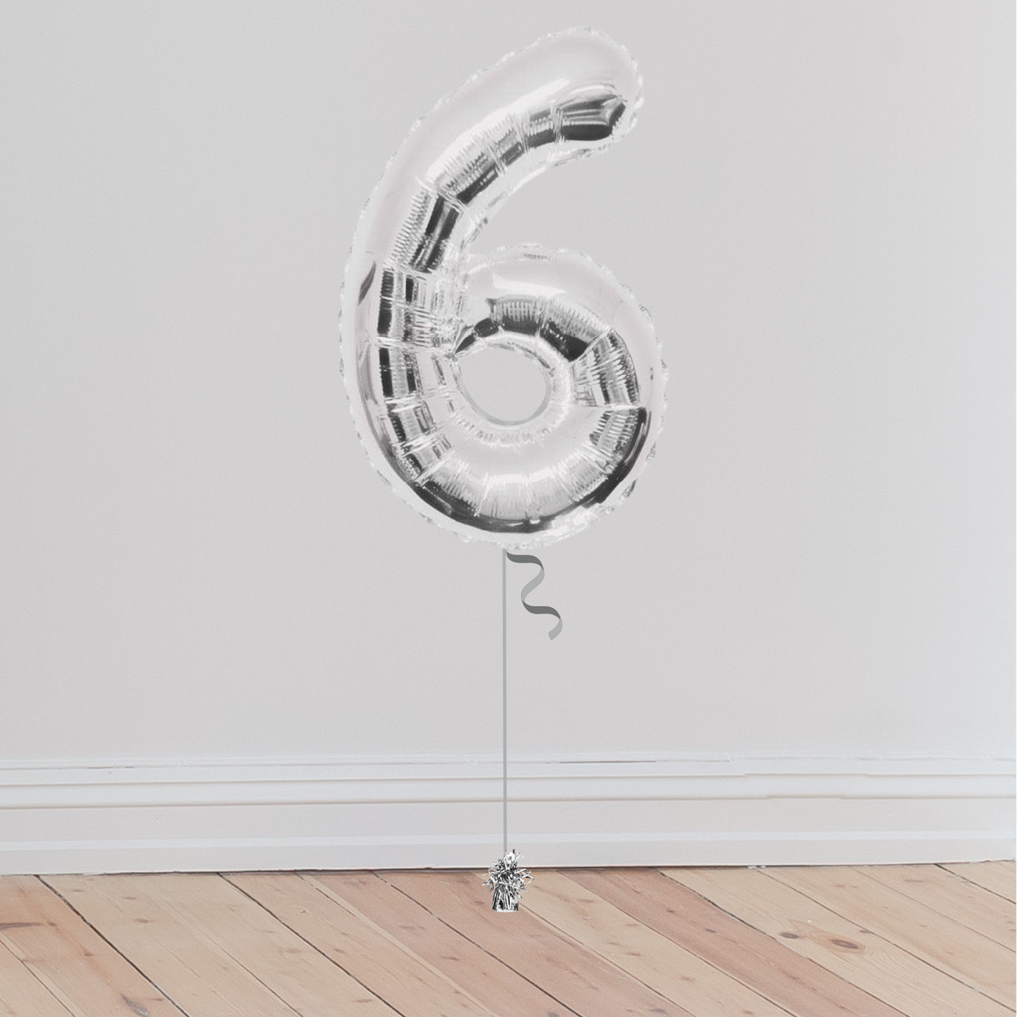 Giant Silver Number Balloon <br>(Inflated with Helium & Weight Included)