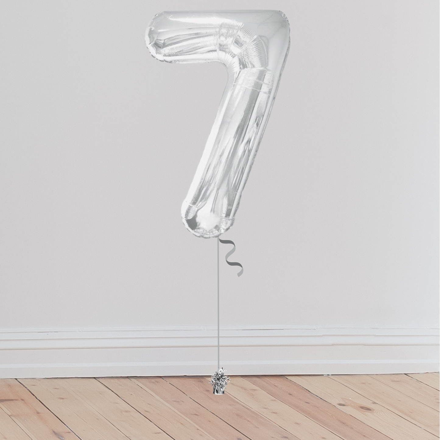 Giant Silver Number Balloon <br>(Inflated with Helium & Weight Included)