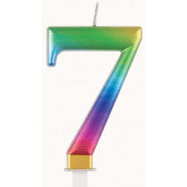 METALLIC RAINBOW NUMBER 7 BIRTHDAY CANDLE