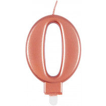 METALLIC ROSE GOLD NUMBER 0 BIRTHDAY CANDLE