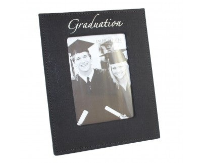 Juliana Black Fabric Graduation Photoframe 4" x 6"