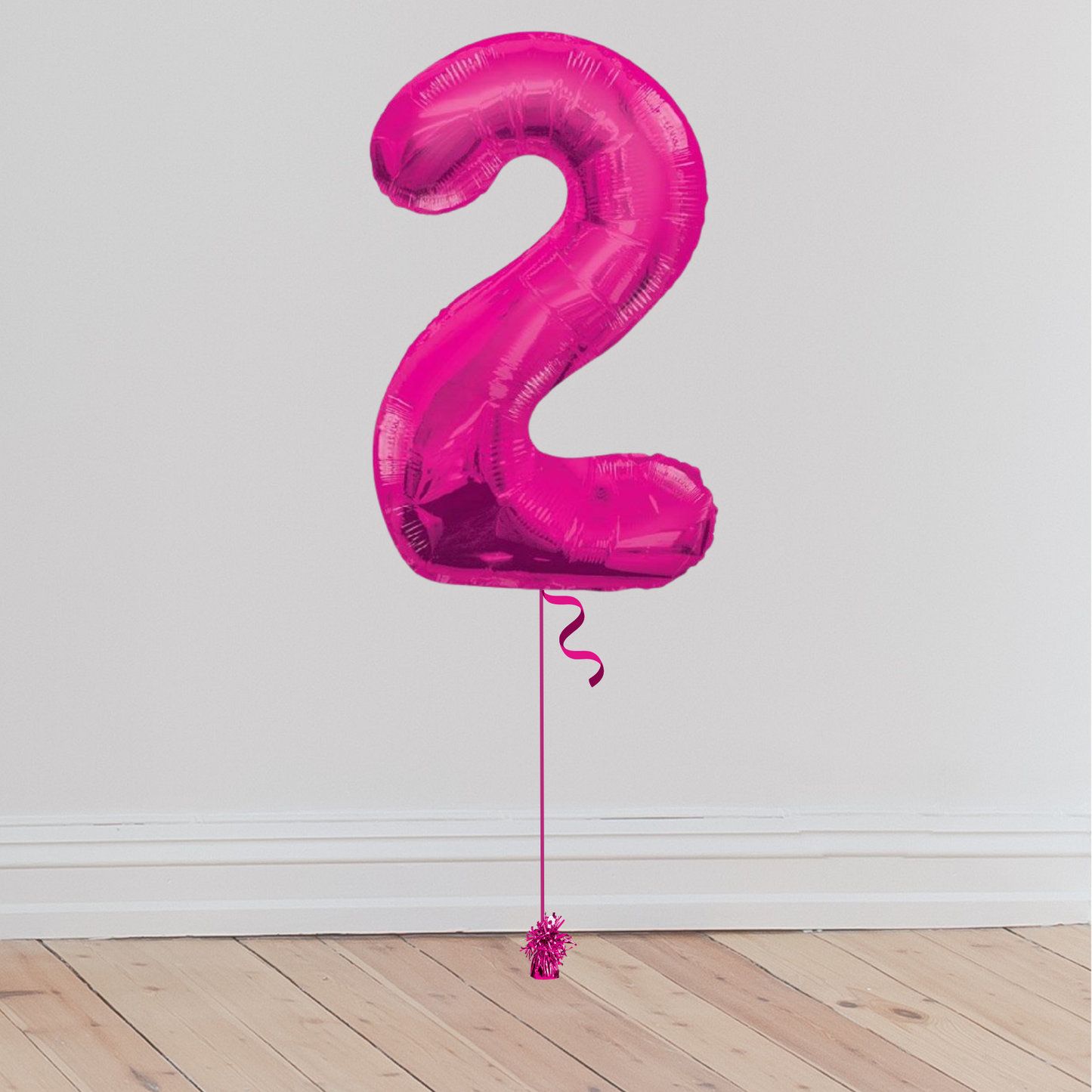 Giant Pink Number Balloon <br>(Inflated with Helium & Weight Included)