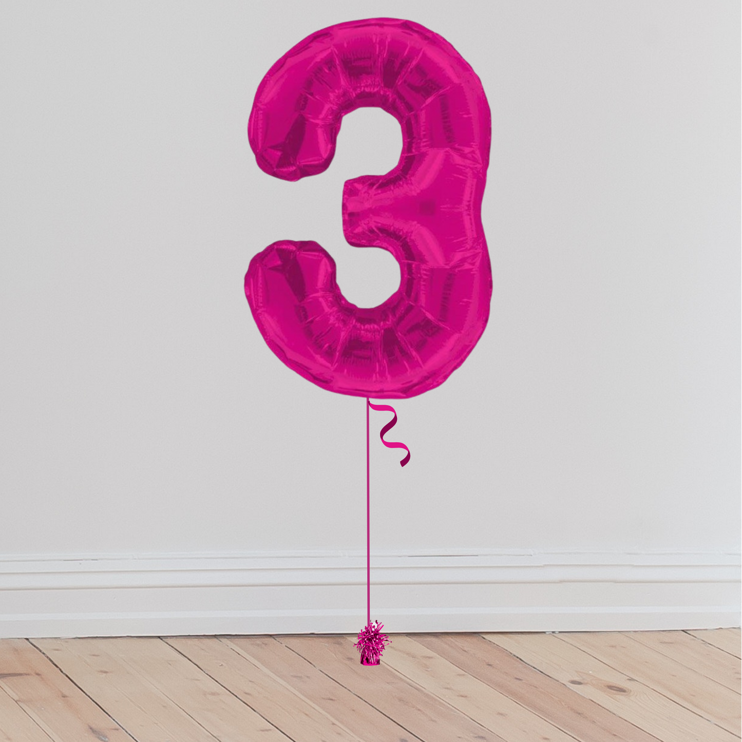 Giant Pink Number Balloon <br>(Inflated with Helium & Weight Included)
