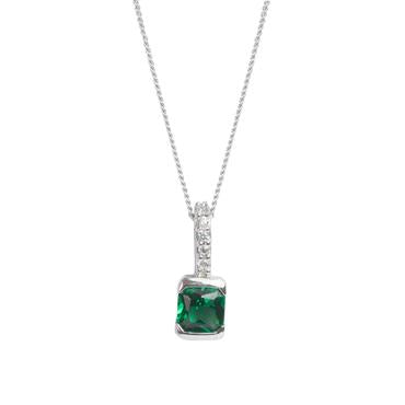 Silver Emerald Square CZ Pendant