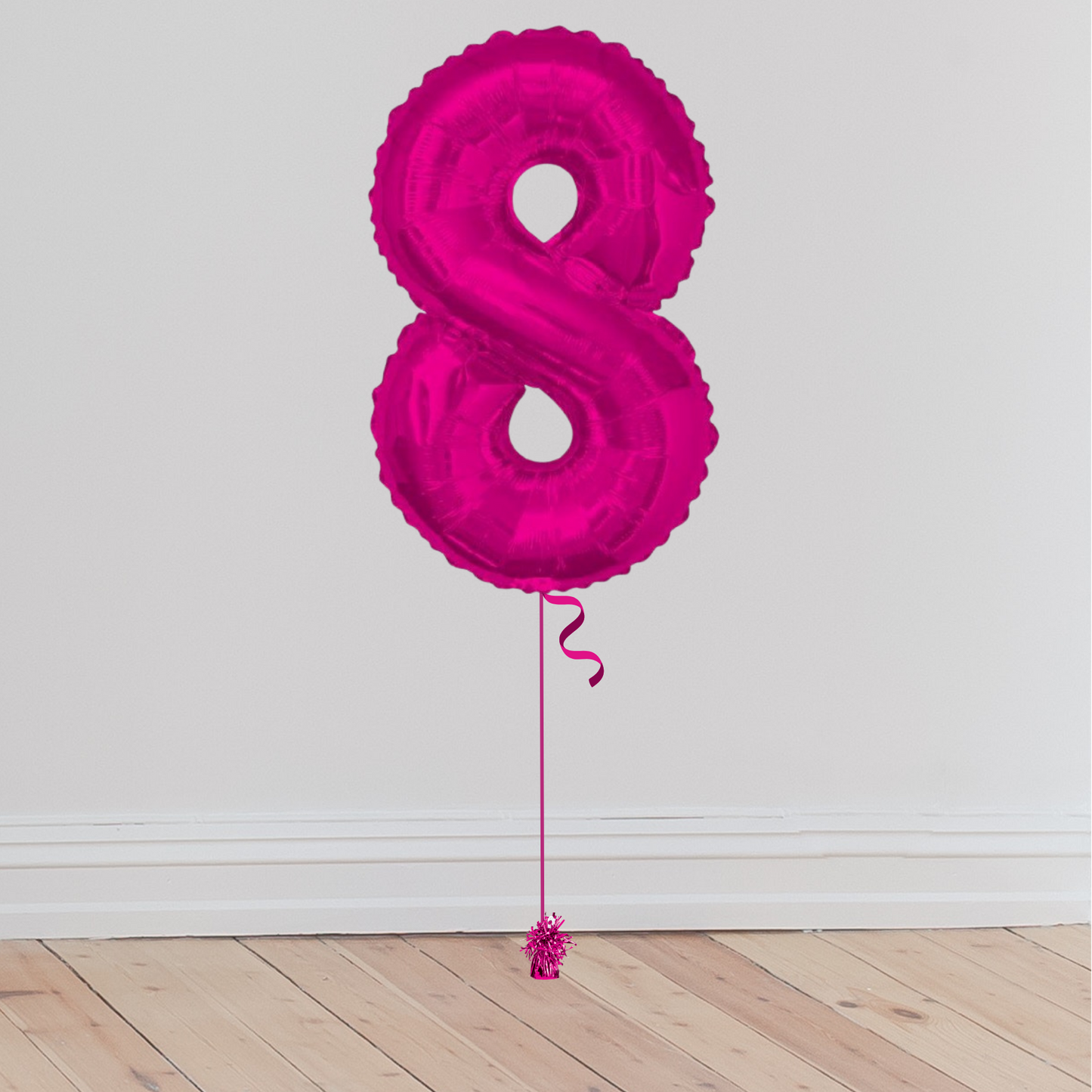 Giant Pink Number Balloon <br>(Inflated with Helium & Weight Included)