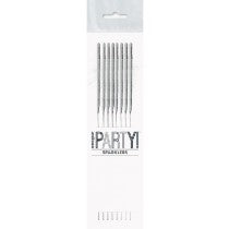 7IN 8PK SILVER GLITZ CAKE DECORATIONS