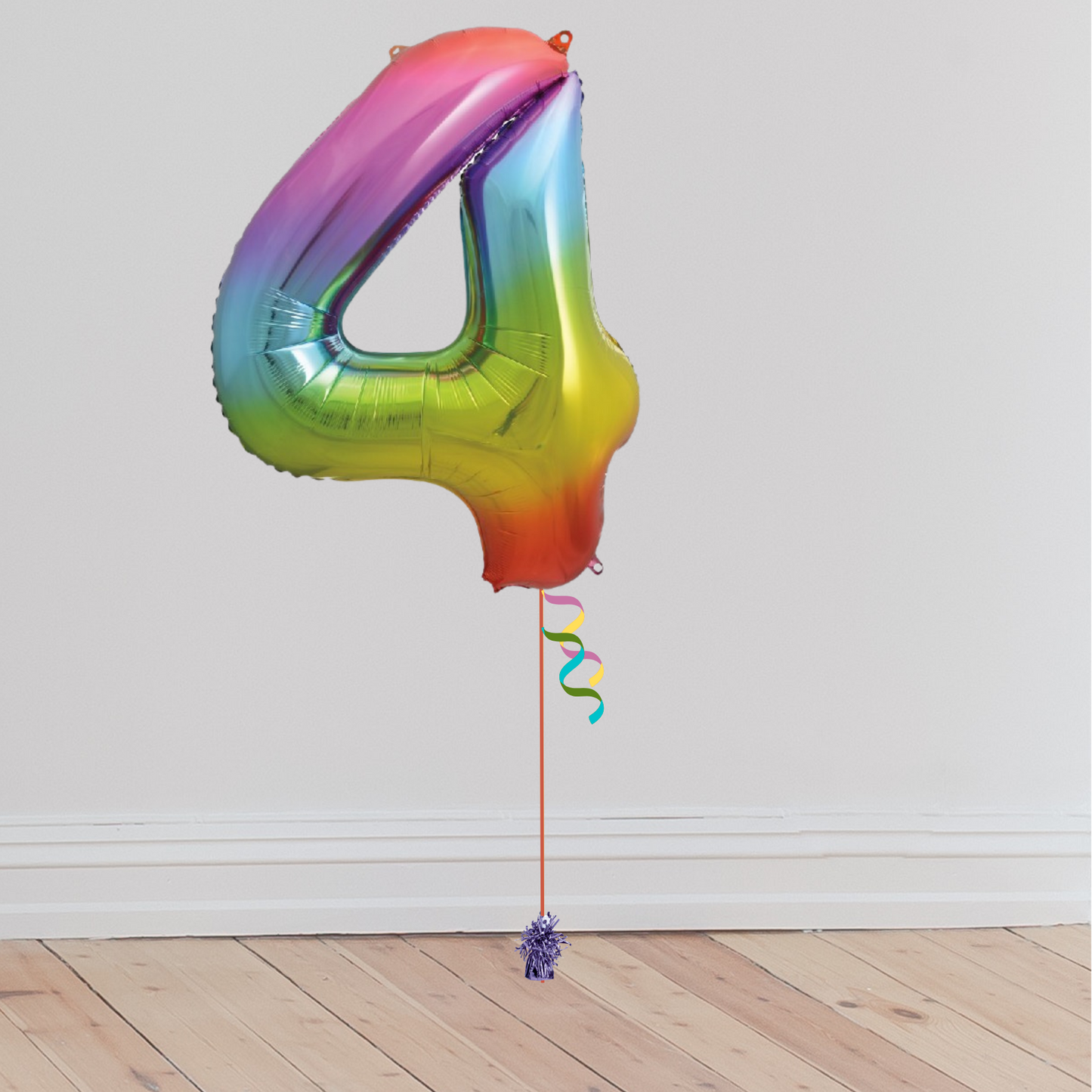Giant Rainbow Number Balloon <br>(Inflated with Helium & Weight Included)