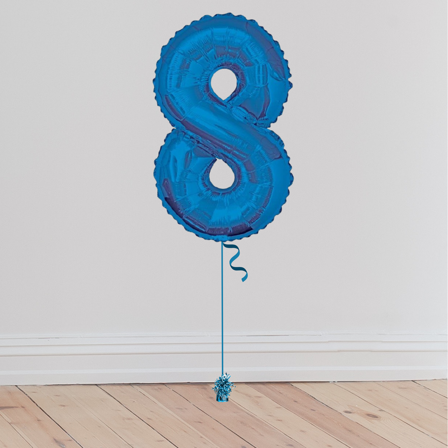 Giant Blue Number Balloon <br>(Inflated with Helium & Weight Included)