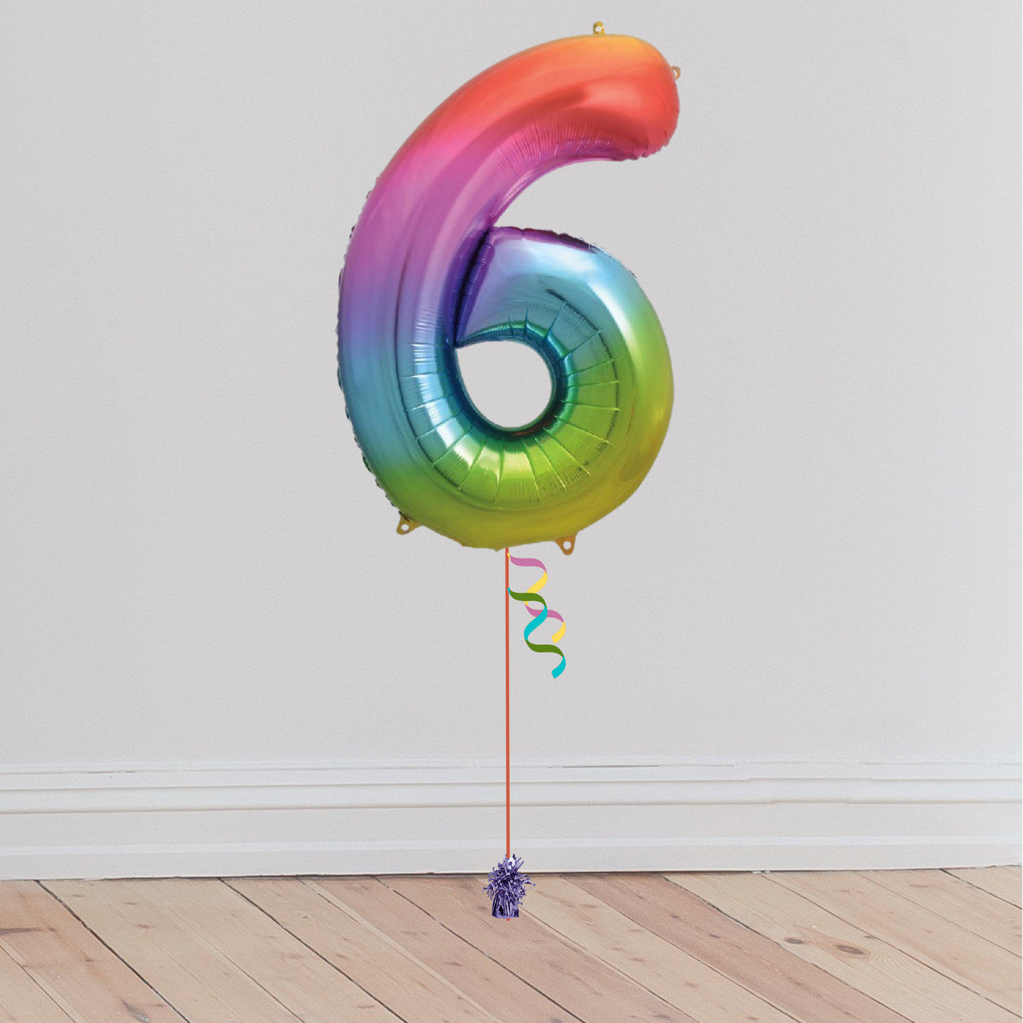 Giant Rainbow Number Balloon <br>(Inflated with Helium & Weight Included)