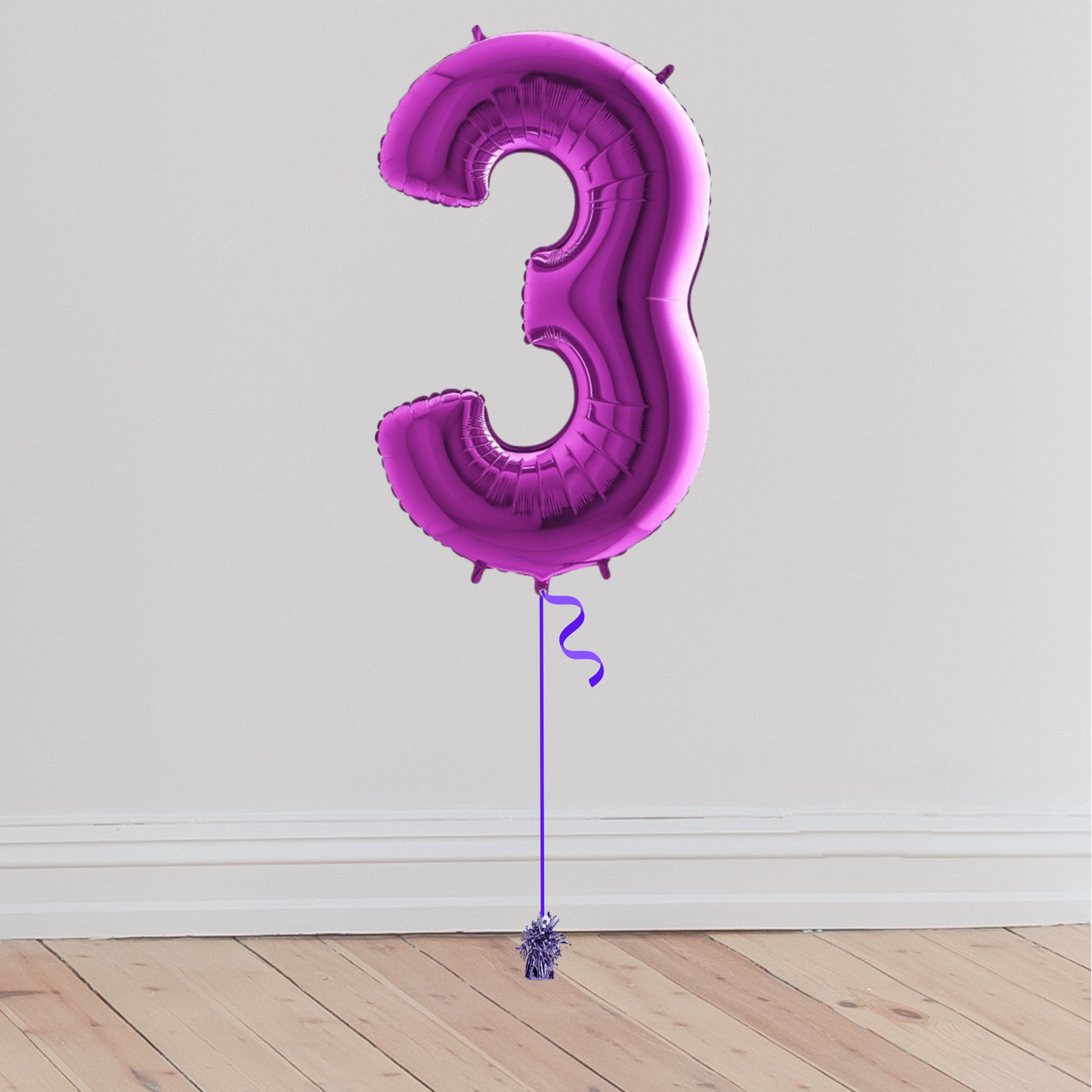 <b> ONLINE EXCLUSIVE </b> <br>Giant Purple Number Balloon <br>(Inflated with Helium & Weight Included)