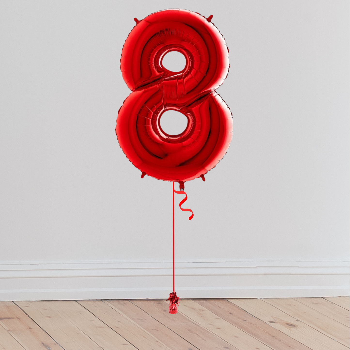 <b> ONLINE EXCLUSIVE </b> <br>Giant Red Number Balloon <br>(Inflated with Helium & Weight Included)