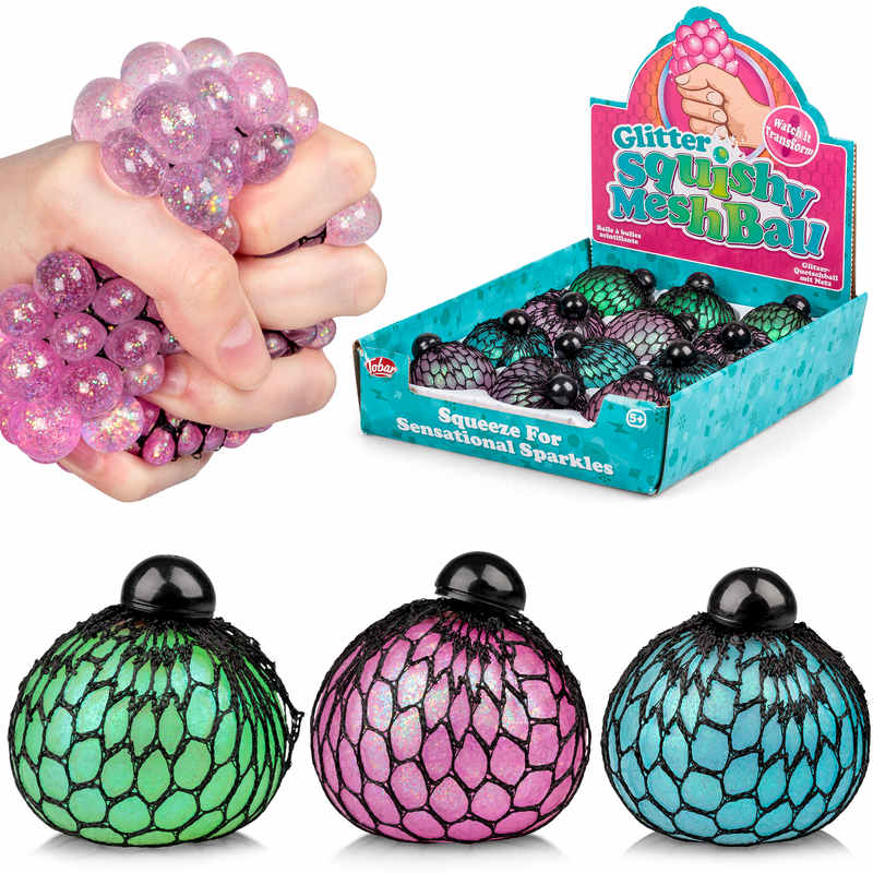 GLITTER SQUISHY MESH BALL