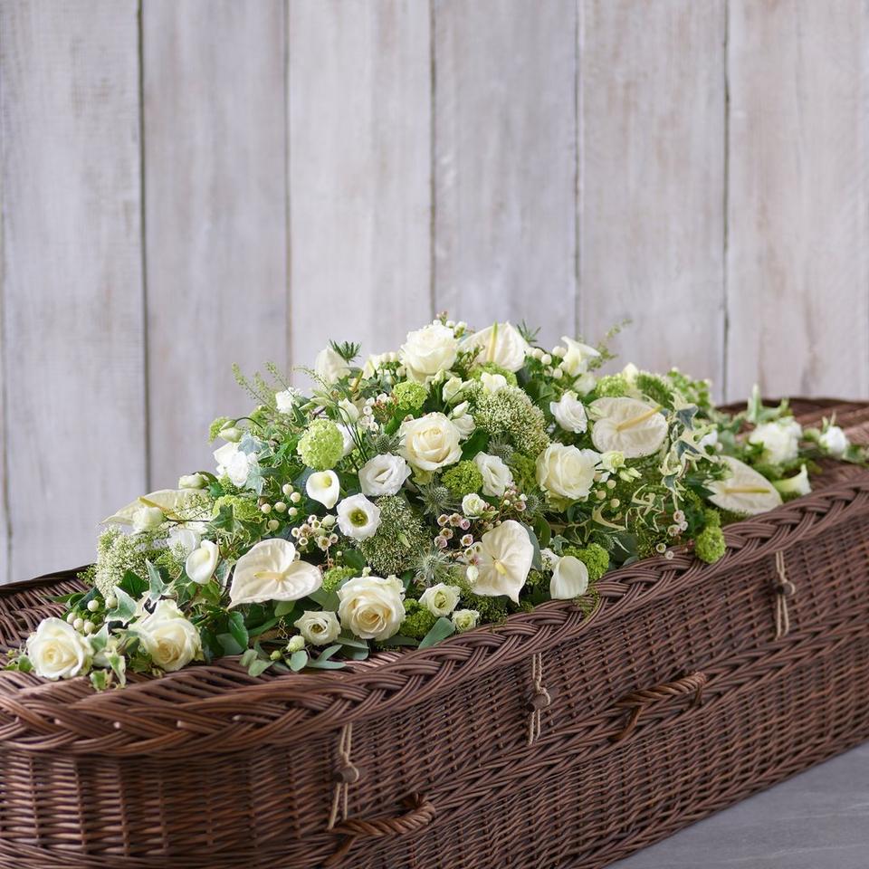 White and Green Casket Spray