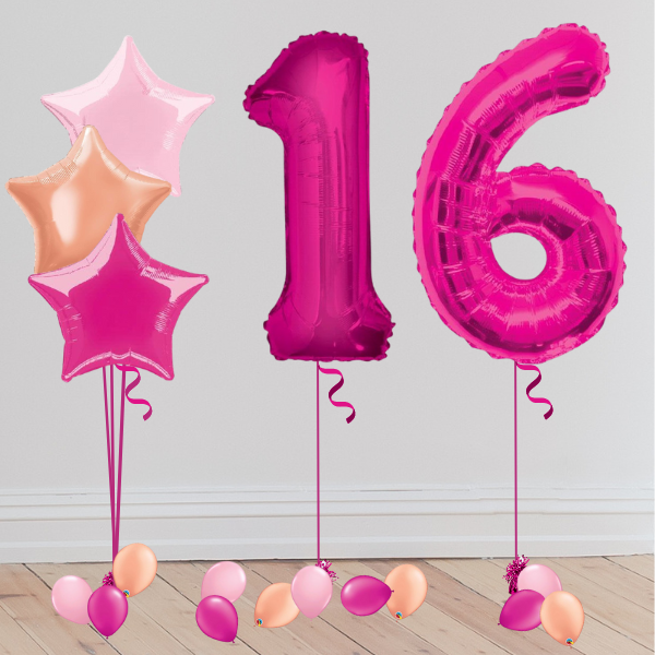 Pink Giant Number Balloon Party Package