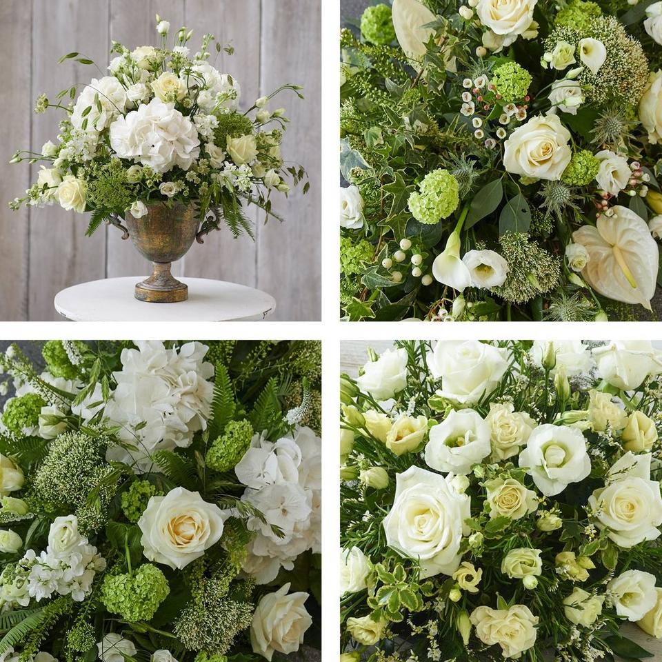 Service arrangement tribute made with the finest flowers