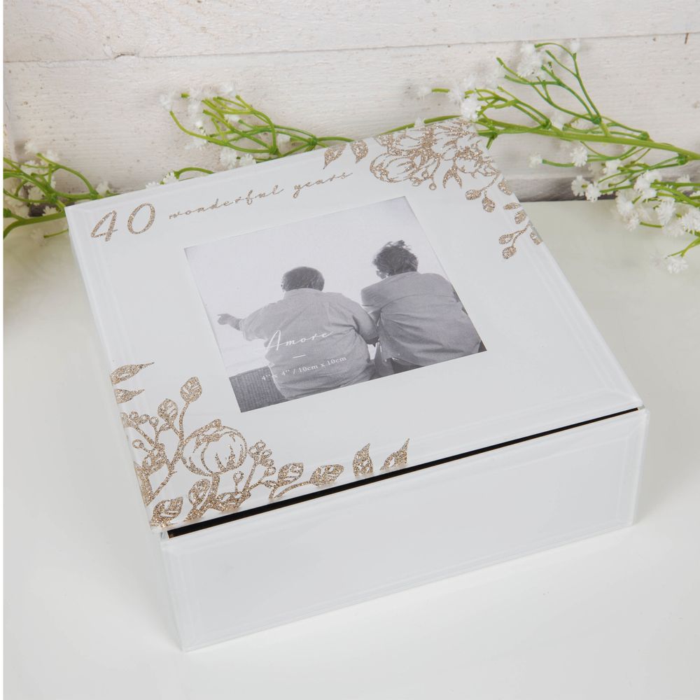 AMORE BY JULIANA® 40 YEARS GLASS TRINKET BOX WITH FRAME