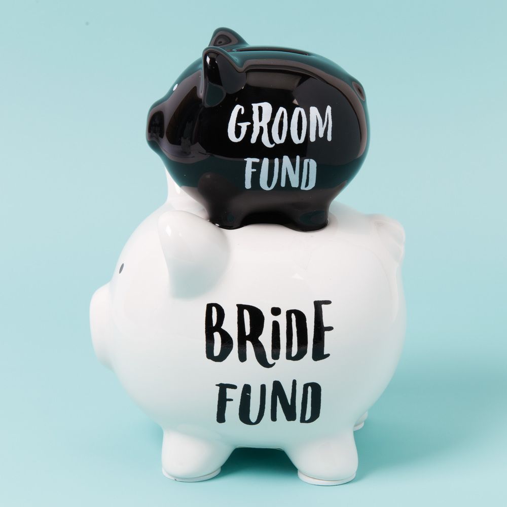 'PENNIES & DREAMS' DOUBLE PIGGY BANK - BRIDE & GROOM