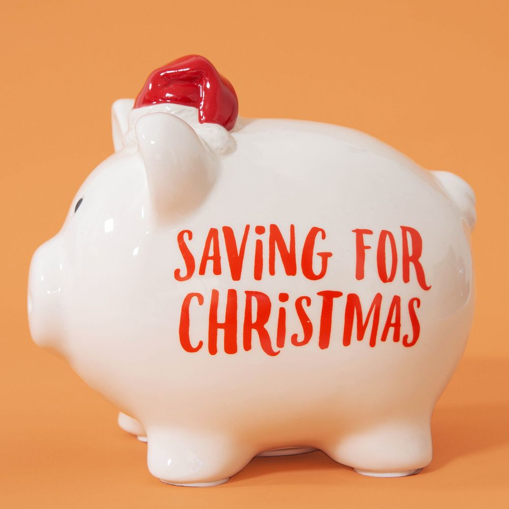 PENNIES & DREAMS CERAMIC PIGGY BANK - CHRISTMAS