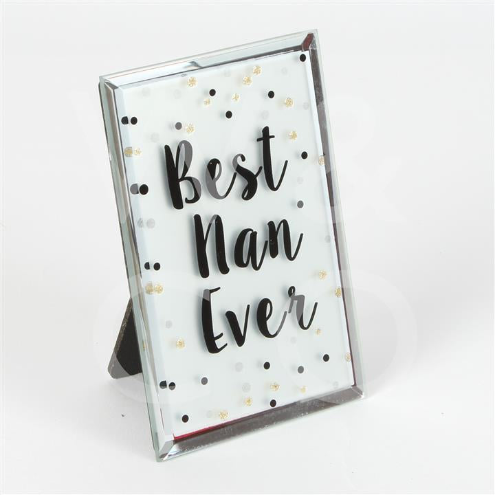 Celebration Glass Plaque - Best Nan Ever