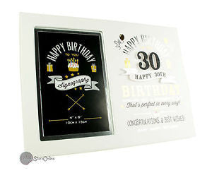 Signography Birthday Boy MDF Photoframe 4" x 6" - 30th