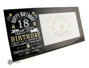 Signography Birthday Glass Frame Black/Sil/Gold 6"x4"-18th