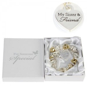 Juliana Gold/Silver Charm Bracelet with Heart Sister