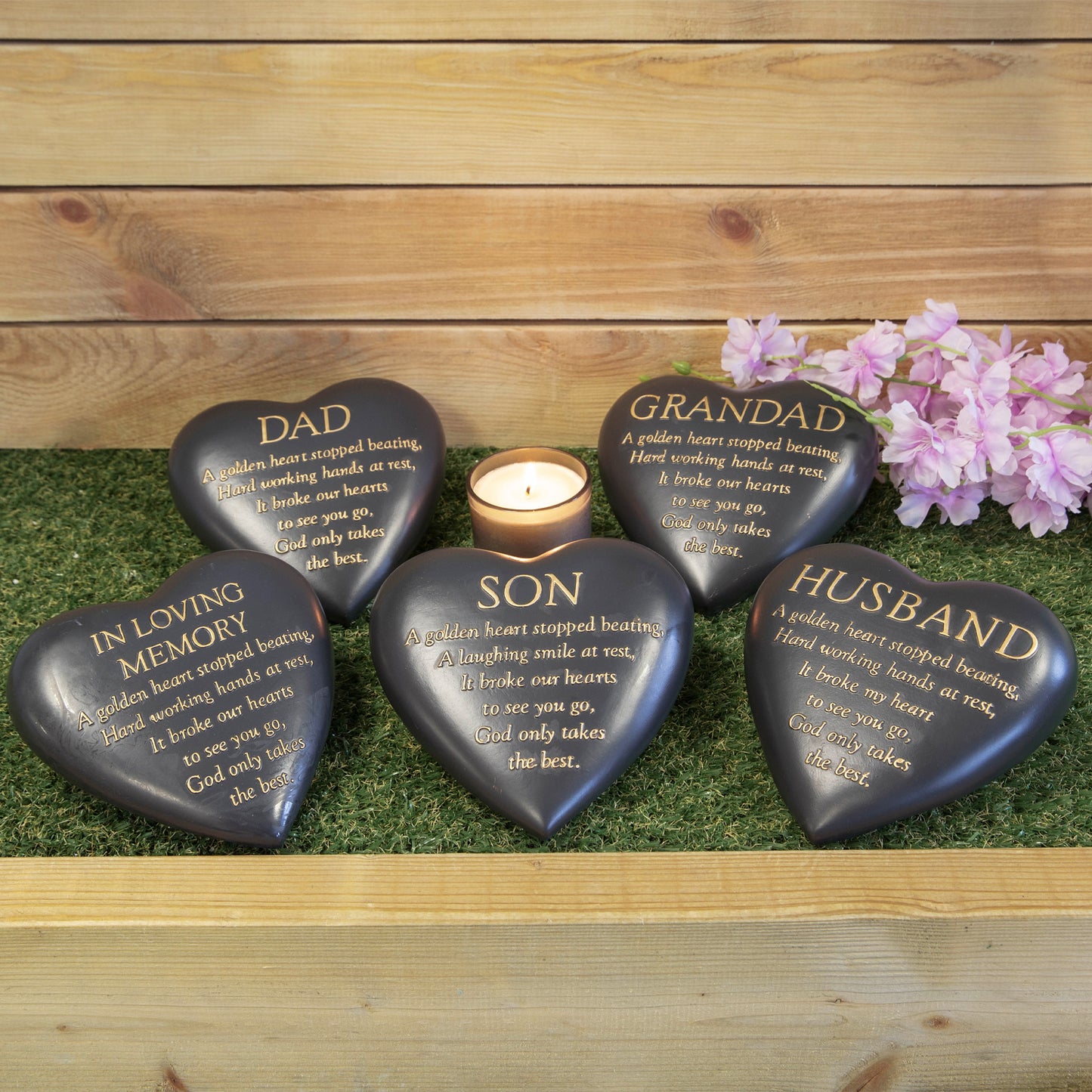 Thought Of You Graveside Dark Grey Heart Memorial - Husband