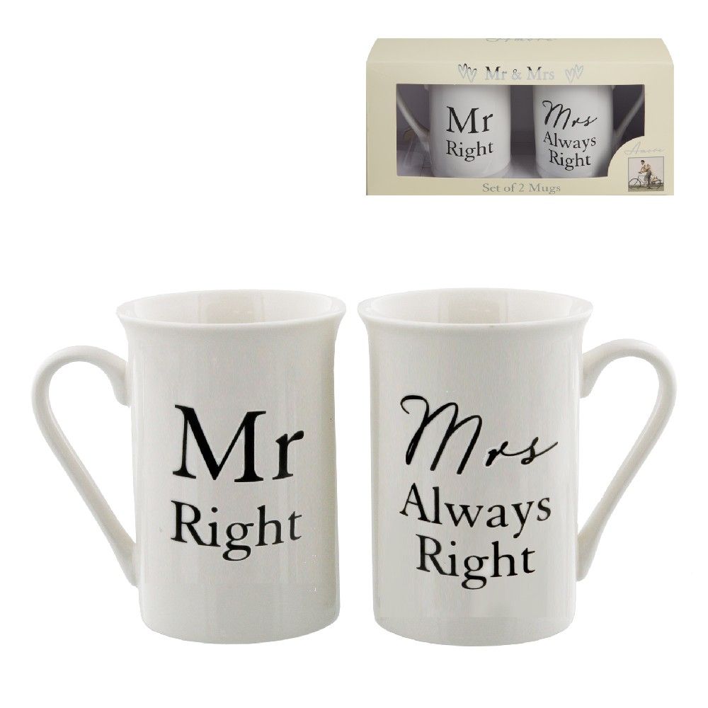 AMORE BY JULIANA® MUG SET - MR RIGHT & MRS ALWAYS RIGHT