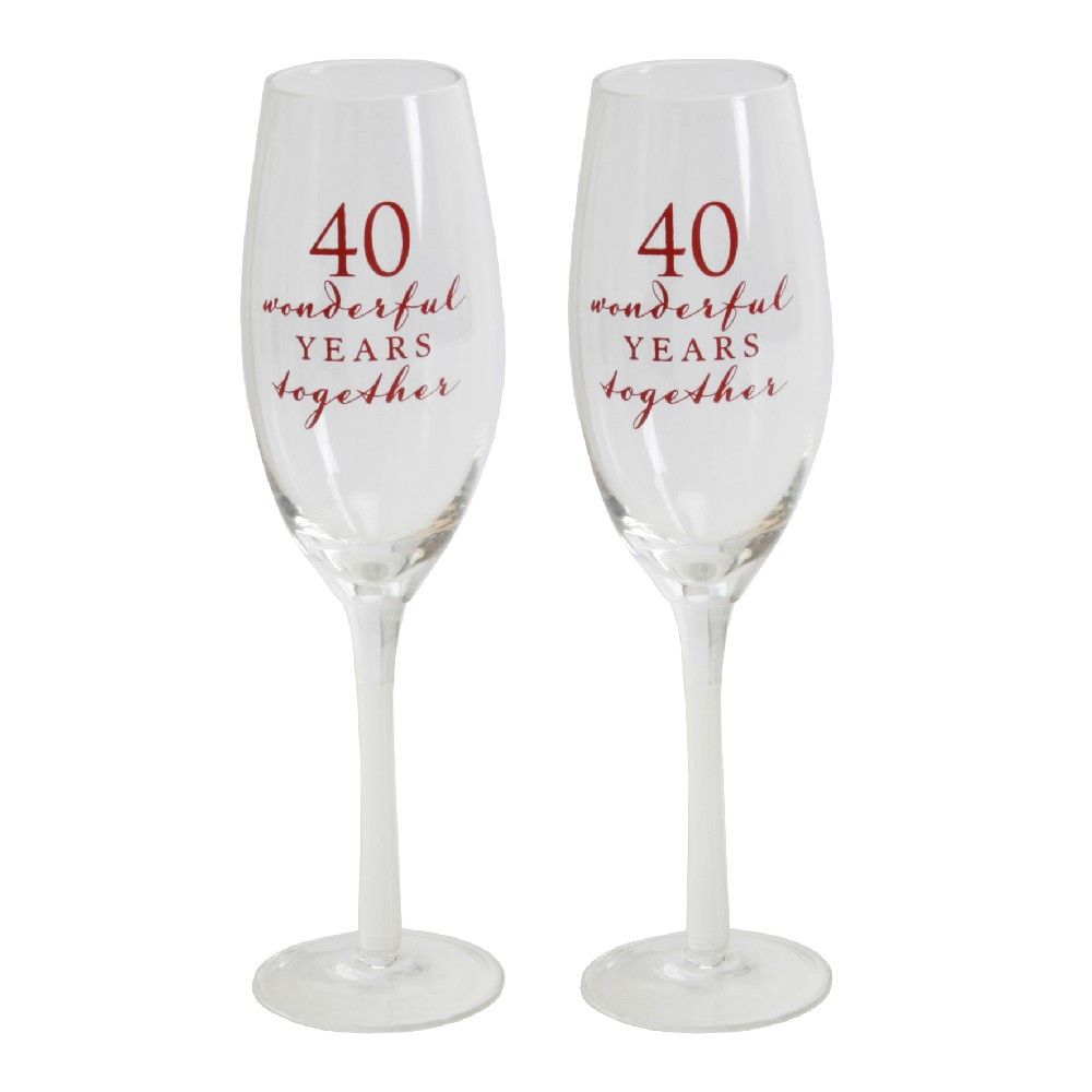Amore Champagne Flutes Set of 2 - 40th Anniversary