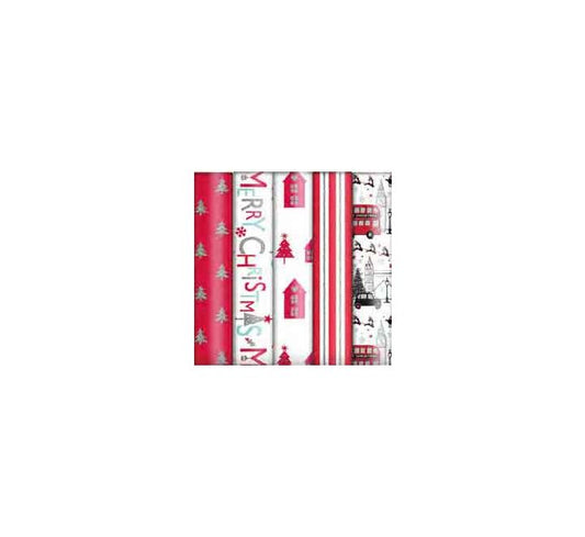 1.5m ASST REDS GLITTER CHRISTMAS ROLLWRAP