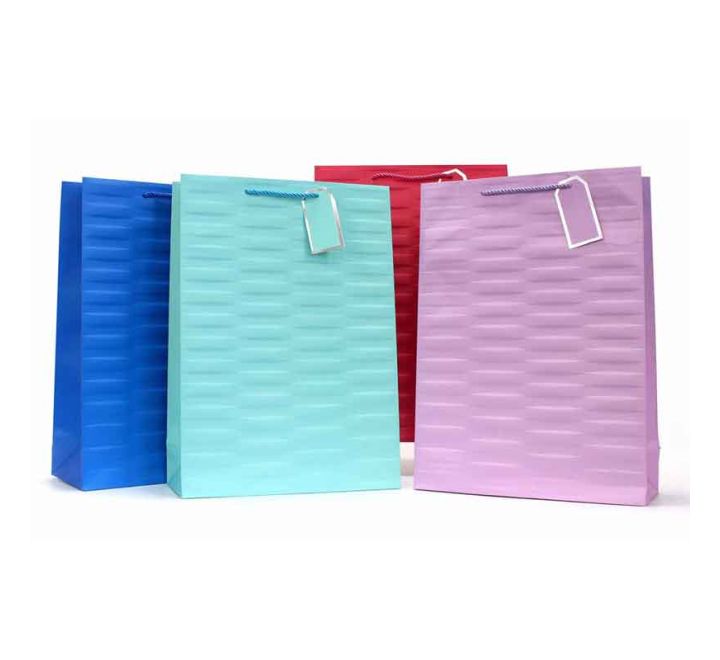 4 ASST EMBOSSED BRIGHTS XLG GIFT BAG