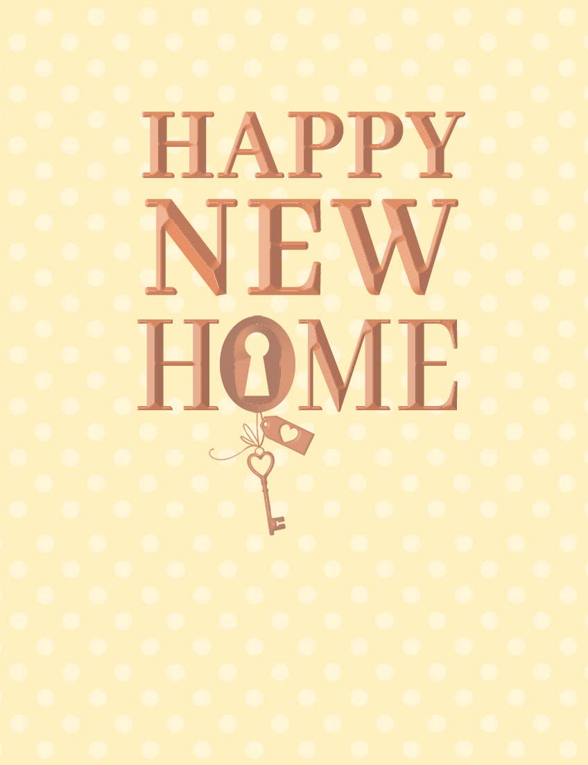 New Home Card, New Home, Key On Yellow