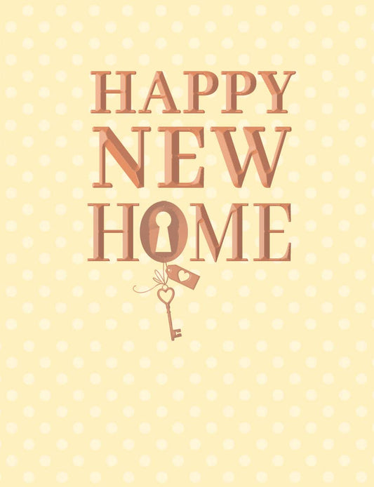 New Home Card, New Home, Key On Yellow