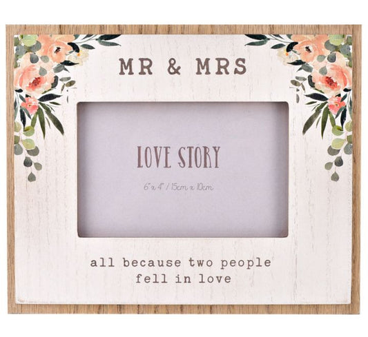 6x4 Mr & Mrs Wooden Photo Frame