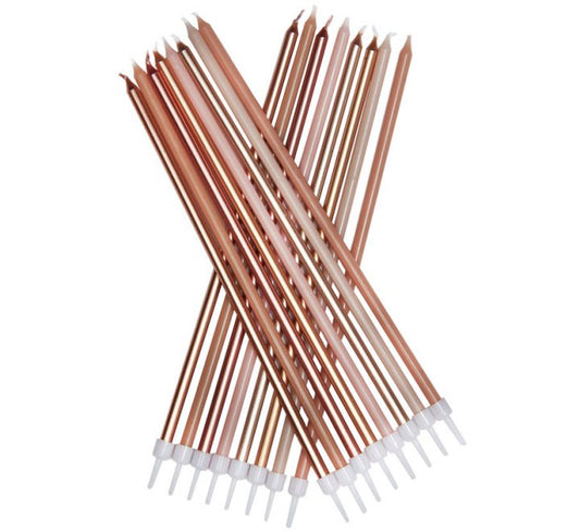 16PK 18CM EXTRA TALL NEUTRAL METALLIC MIX CANDLES