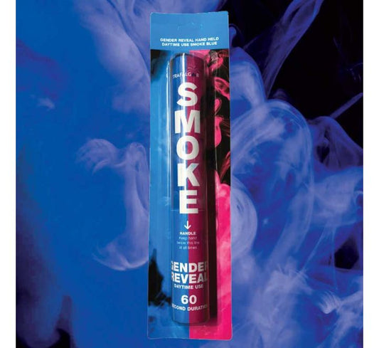 HAND HELD GENDER REVEAL BLUE DAYTIME SMOKE