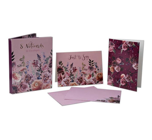 8 Pk Blushing Rose Notecards