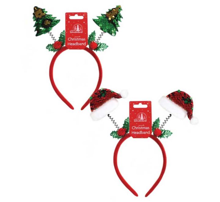 SEQUIN HAT/TREE WOBBLY HEADBAND