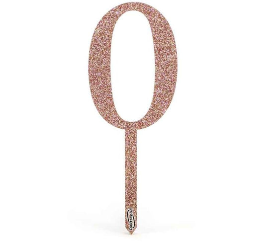 NO.0 ACRYLIC SPARKLING FIZZ ROSE GOLD CAKE TOPPER